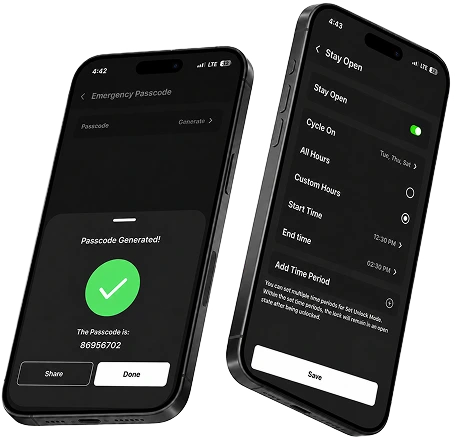 Passcode and lock settings screens